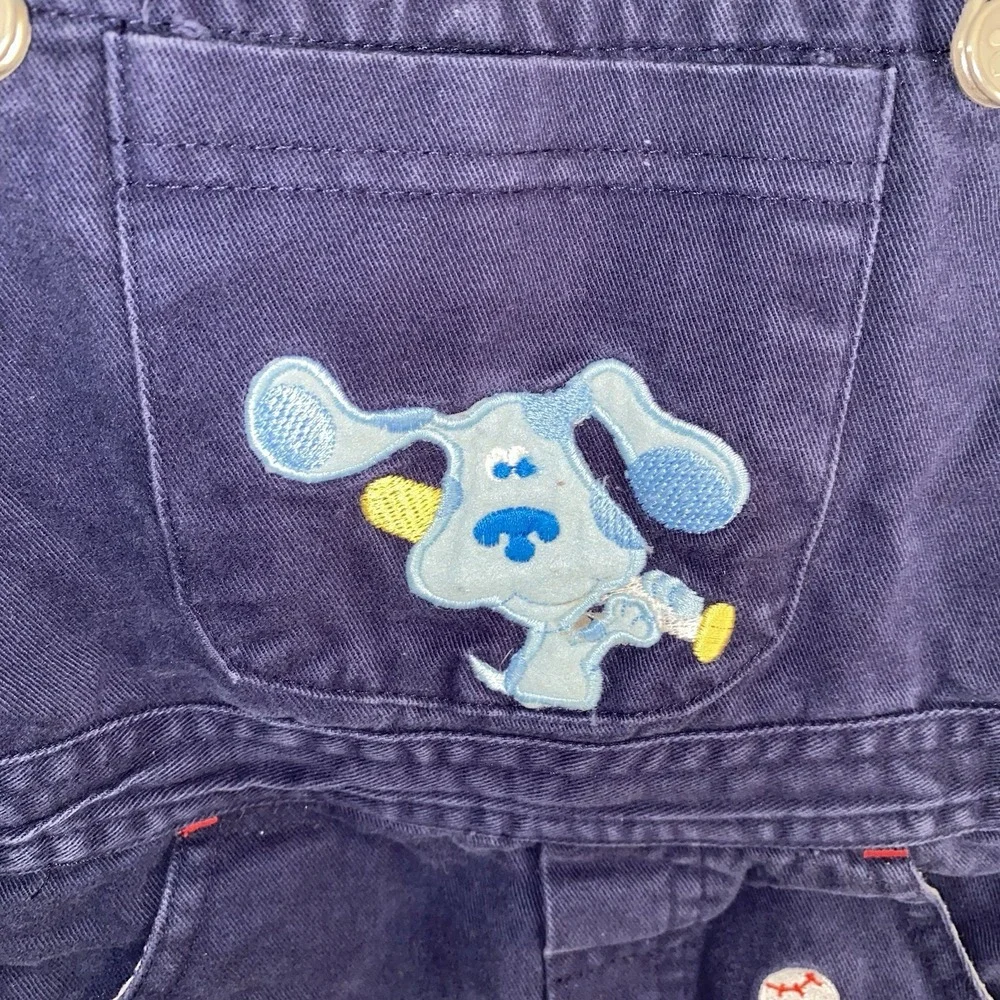 Vintage Blues Clues Embroidered Overall Bibs Size 18 Months Baseball Beach